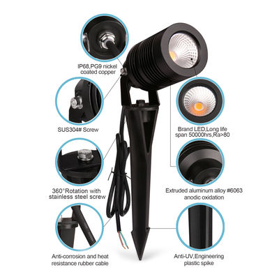 3000K 10W Đèn đèn sân ngoài trời Đèn LED có thể điều chỉnh Đèn đường đi IP65 chống nước