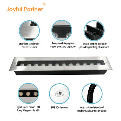 Đèn LED dưới lòng đất 12W 24W Built được sử dụng như máy rửa tường 500MM Chiều dài Stainless Steel Cover Front