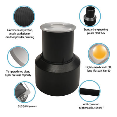 Ánh sáng sàn mini 12V 24V 1W 2W LED đơn màu DIA 38MM Cho Quảng trường vườn