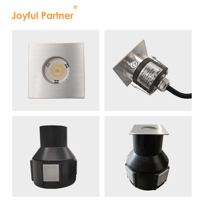 Đèn dưới lòng đất IP67 nhúng điện áp thấp 1W 3W 3000K DC24v hình vuông tròn với vỏ trước thép không gỉ
