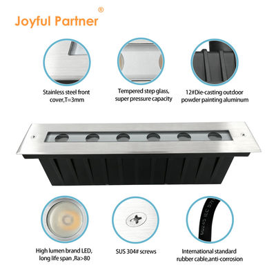 IP67 chống thấm nước Đèn mặt đất ánh sáng SS Tấm phủ trắng ấm 12W DMX512 Vỏ phía trước bằng thép không gỉ