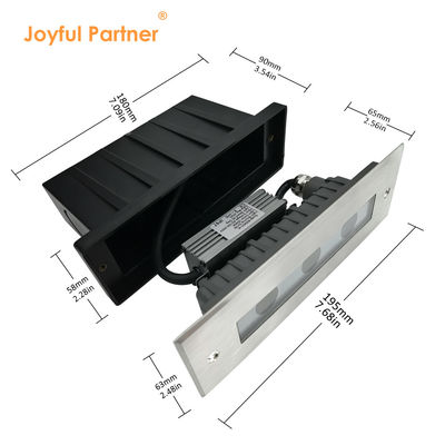 Ánh sáng LED trong mặt đất DC24V 3W 6W 3000K #316 SS IP67 Độ dài tuyến 195MM + Kính nóng