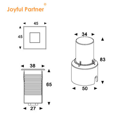 Đèn dưới lòng đất LED Thép không gỉ 1W 2W AC/DC 2700K-6000K DIA38MM Với kính băng