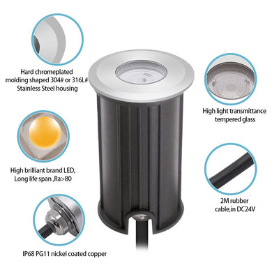 Đèn dưới nước chống thấm nước DC12V 24V 316 Thép không gỉ Đổ đầy nhựa 3W RGB3in1