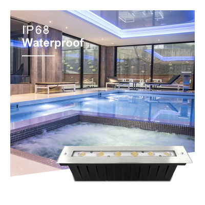 Ánh sáng tuyến tính dưới nước 316 thép không gỉ DMX 512 RGB 12W DC24V Kính không đối xứng RGB3IN1
