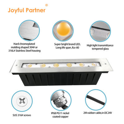 Ánh sáng tuyến tính dưới nước 316 thép không gỉ DMX 512 RGB 12W DC24V Kính không đối xứng RGB3IN1