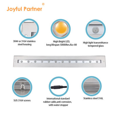 SS316L Ánh sáng tuyến tính dưới nước 3000K 4000K 6000K IP68 Đèn rửa tường LED