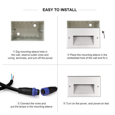 COB 8W Indoor Outdoor Recessed LED Step Light IP65 Thiết lập dự án chống nước