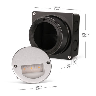 Aluminium ngoài trời đèn LED bước ánh sáng IP65 Quanh Cover Square tay áo tường cầu thang