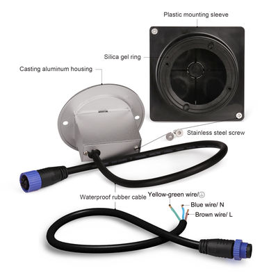 Aluminium ngoài trời đèn LED bước ánh sáng IP65 Quanh Cover Square tay áo tường cầu thang