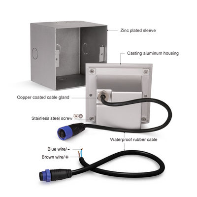 Đèn tường âm bậc thang nhôm vuông 3w DC 24v  Chất liệu nhôm cho nội thất phong cách