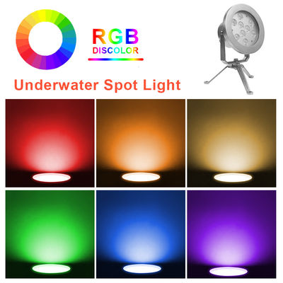 Màu sắc RGBW Nước đài phun đèn LED DMX Kiểm soát Stainless Steel Đèn dưới nước