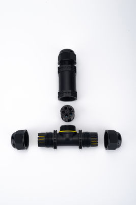 IP68 T-Type Waterproof Connector 3 Channel 3 Pole Cable Connector ngoài trời