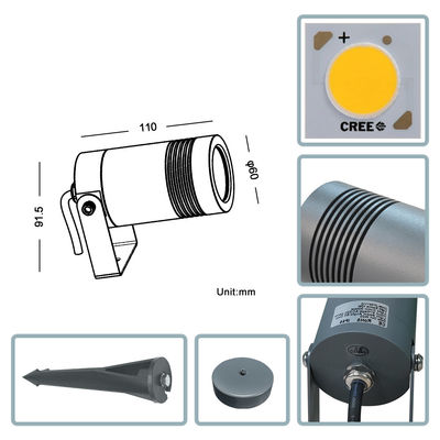 IP65 Đèn cảnh quan LED 10W 2700k 3000k Đèn kiến trúc Đèn vườn fecade với nền hoặc mũi nhọn