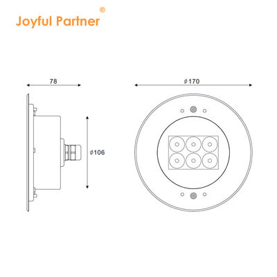 Bể bơi Ánh sáng dưới nước 6W12W LED Đơn màu DC24V DIA170MM ABS Đen Back Box