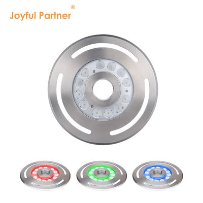 Ánh sáng đài phun nước dưới nước IP68 12W 24W 36W Đám ấm trắng xanh RGB thép không gỉ 316L với đường kính 285mm
