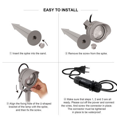 3W 6W RGB IP67 Không thấm nước DC12V 24V Phản xạ quang LED Đèn nhựa Spike Spot Light cho cây vườn