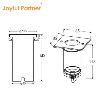 COB đèn LED Đèn mặt đất chống chói IP67 Kiểm soát nước 6W 12V/24V Quảng trường hình tròn Hộp nhôm