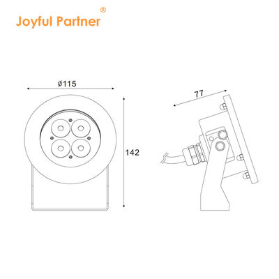 Ánh sáng dưới nước LED thép không gỉ IP68 DC12V 24W Đen ấm 3000K Với đệm