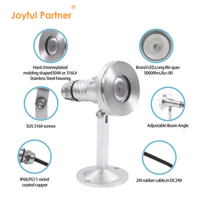 Đèn chiếu điểm dưới nước LED Chống nước IK07 1*2W LED DC24V DMX RGBW 6W Dùng cho đài phun nước