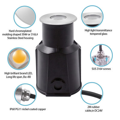 RGBW4in1 đèn LED chống nước hồ bơi Đèn Mini Size DIA68MM Đen ấm 3000K Với hộp sau