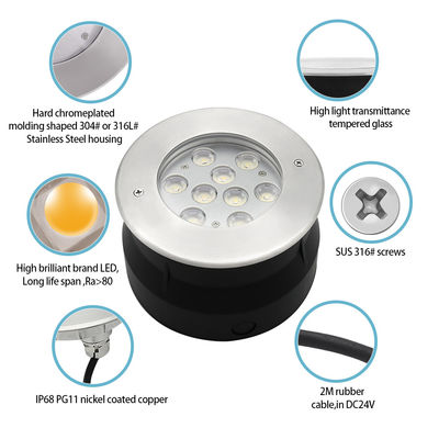 12V 24V đèn LED dưới nước 9W 18W RGB màu đầy đủ thép không gỉ IP68 đèn cho hồ bơi