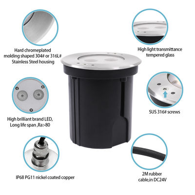 IP68 RGBW 4in1 Waterproof Fountain Led Light Stainless Steel 316 DC 24V với ống kính không đối xứng