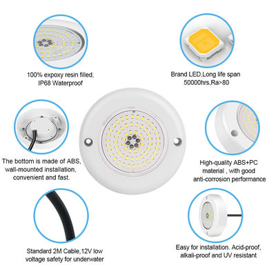 6W RGB đèn LED hồ bơi ánh sáng IP68 chống nước AC12V ABS vật liệu thân đèn DIA110MM 152MM
