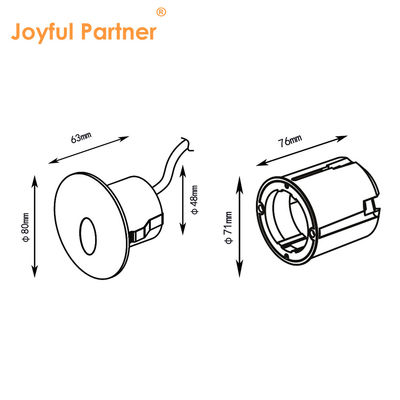 2W đèn LED đệm DC24V Đèn bước ấm trắng IP65 chống nước Đèn tường cầu thang với gắn nhựa