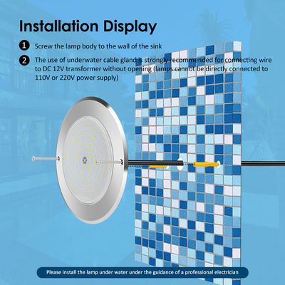 Đèn hồ bơi dưới nước dẫn 316 thép không gỉ 25W Smd2835 nhựa chứa Rgb 3000K
