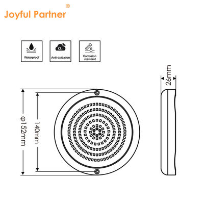 Đèn bể bơi nhựa đầy hình dạng phẳng RGB bề mặt gắn SMD LED 152mm Dia
