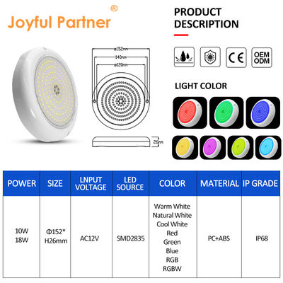 Đèn hồ bơi dẫn dưới nước PAR56 bề mặt tường bê tông gắn với 18 phím điều khiển từ xa