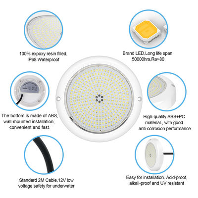Đèn bể bơi IP68 Epoxy nhựa đầy đèn bể cá RGB AC12V ABS bề mặt gắn