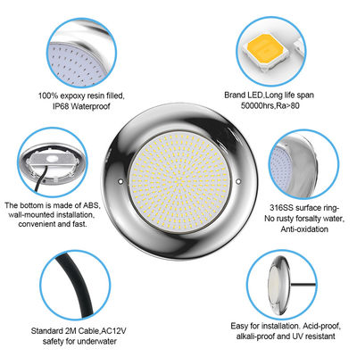 Đèn hồ bơi vui vẻ 12v AC nâng cấp chip SMD RGB Màu IP68 Tất cả một thiết kế thiết kế cho hồ bơi bê tông