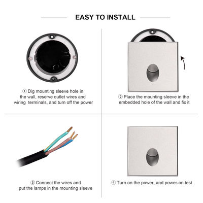 Đèn tường LED thông minh IP65 nhôm thân hình vuông DC 24v 1w 2w 3w Đèn cầu thang LED cho hành lang