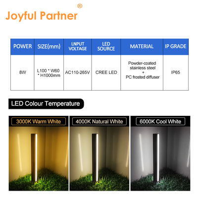 Đèn Cột Sân Vườn Cỏ IP65 Chống Nước Thép Không Gỉ CREE LED 8W AC110-265V Với 16 Năm Nhà Máy
