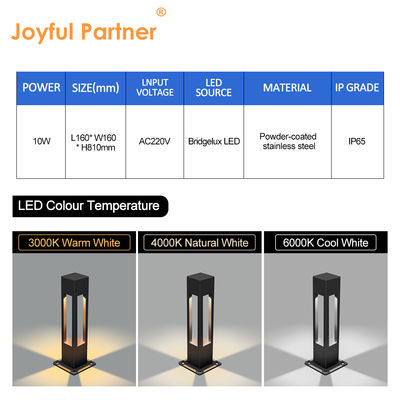 Đèn trụ cảnh quan ngoài trời 160*160*800MM Bridgelux LED 3000K 10w Với bảo hành hai năm