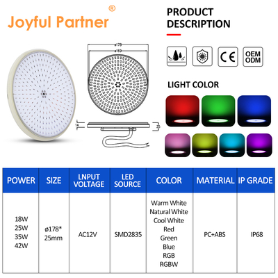 Trò chứa nhựa hoàn toàn phẳng PAR56 đèn LED hồ bơi UV Bảo vệ PC vật liệu thay thế đèn Halogen 35W 42W