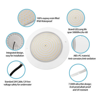 Nhựa đầy reflector hồ bơi ánh sáng 160mm DC12V 10W hoàn toàn nhựa SMD2835 108pcs RGBW màu điện áp không đổi