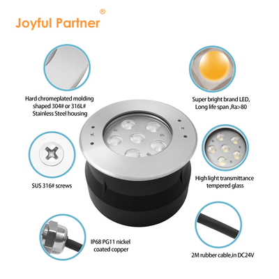 24 Volt 6W 12W Stainless Steel 316 LED Đèn dưới nước với màu trắng mát mẻ Với tay áo gắn nhựa cho hồ bơi