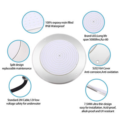 IP68 LED PAR56 Pool Light RGB Thay đổi màu 12VDC AC 35W DIA280mm SMD2835 432pcs Với gói màu