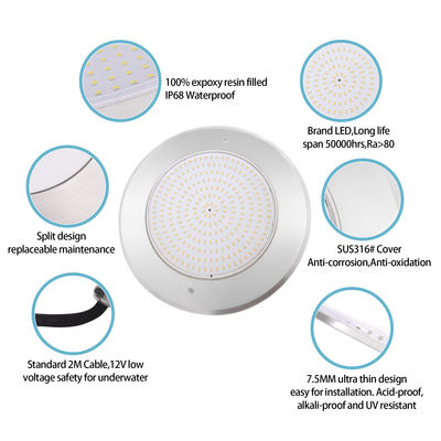 Đèn hồ bơi dưới nước RGB LED 6W 12W 18W 25W 35W IP68 SMD LED 316Phim không gỉ