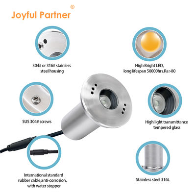 Đèn âm nước IP68 3WRGB3in1 LED bằng thép không gỉ 316L DC24V Trang trí hồ bơi