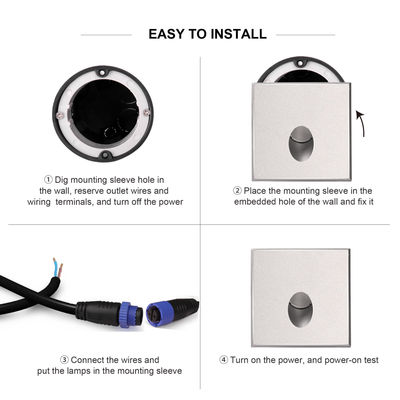 Đèn cầu thang LED tròn 1W 2W Thép nhôm lắp tường cho hành lang ngoài trời