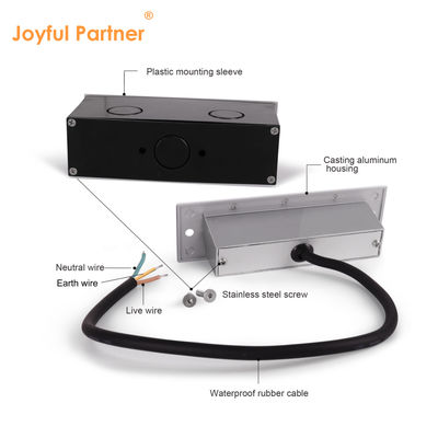 Đèn bậc LED 3W IP65 Âm Tường 145*45mm Osram SMD LED Đơn Sắc Nhôm Kính Với Kẹp