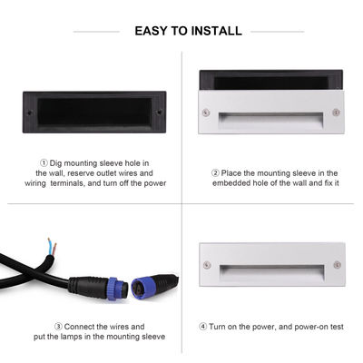 Đèn bậc LED 3W IP65 Âm Tường 145*45mm Osram SMD LED Đơn Sắc Nhôm Kính Với Kẹp