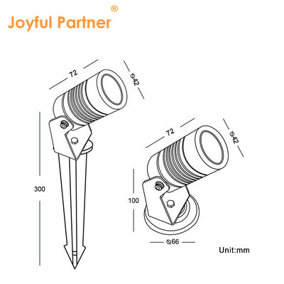 Joyful Partner Led Garden Spotlights ngoài trời 6W COB DC12V / DC24V 3000K Đen ấm cho lối đi đường lối vườn