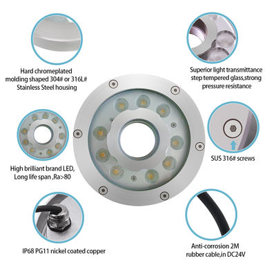 DC24V chống nước RGB LED Ring màu sắc ống phun đèn dưới nước Light Fountain 9W & 27W IP68 xếp hạng