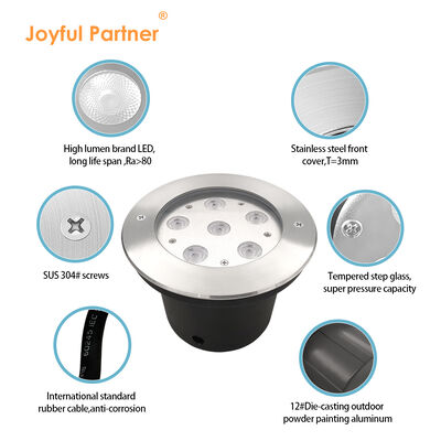 Ánh sáng mặt đất ngoài trời 24VDC Thân máy bằng thép không gỉ 6W 12W DIA160MM cho dự án