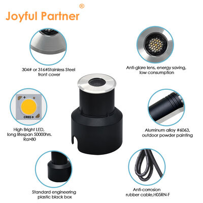 Underground Up Light IP67 3W CREE LED Thiết kế chống chói DIA45MM Bộ chứa nhôm cho đường bộ